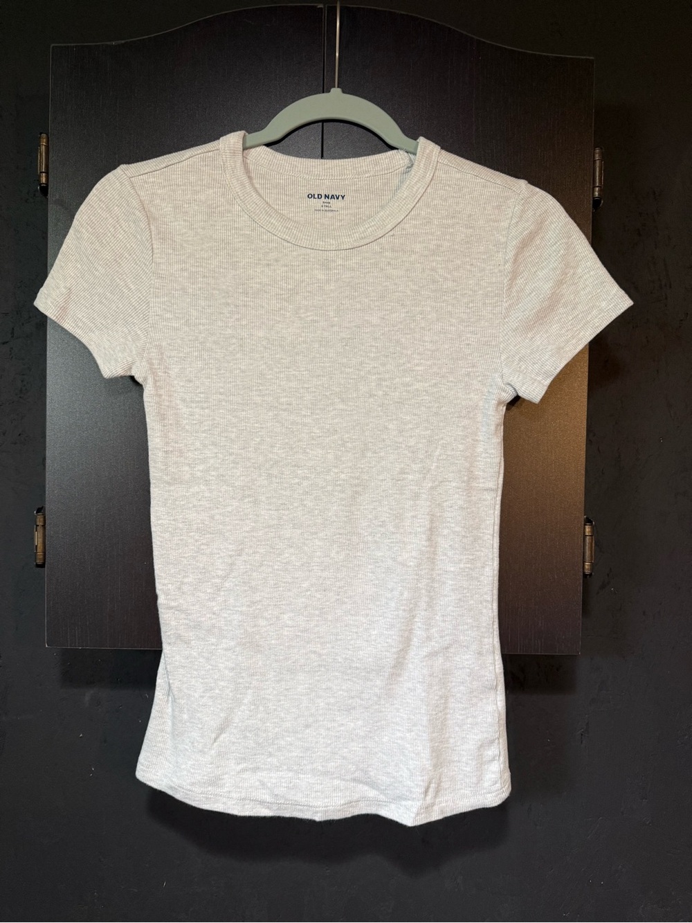 Old Navy Cream Ribbed Short Sleeve Tee